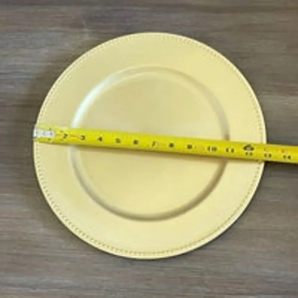 Set of 6 Round Metallic Plastic Chargers - 13” Gold